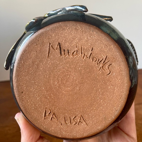 Mudworks PA USA Pottery Bowl Sunflower Design and One Handle Excellent Condition - Picture 7 of 7